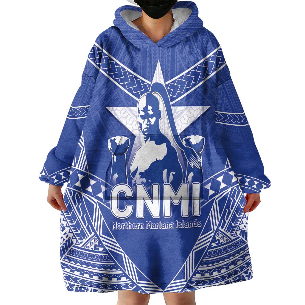 Northern Mariana Islands Wearable Blanket Hoodie Chamorro Warrior Tribal Pattern LT05 - Polynesian Pride