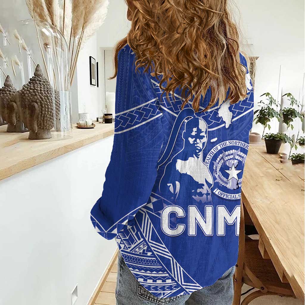 Northern Mariana Islands Women Casual Shirt Chamorro Warrior Tribal Pattern LT05 - Polynesian Pride