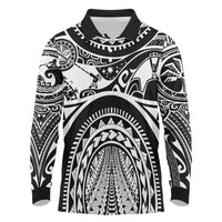 Polynesia Maui Tattoo Inspired Long Sleeve Polo Shirt Black Version LT05 Black - Polynesian Pride