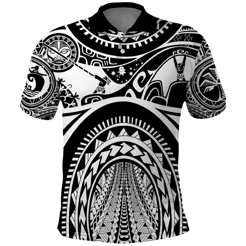Polynesia Maui Tattoo Inspired Polo Shirt Black Version LT05 Black - Polynesian Pride