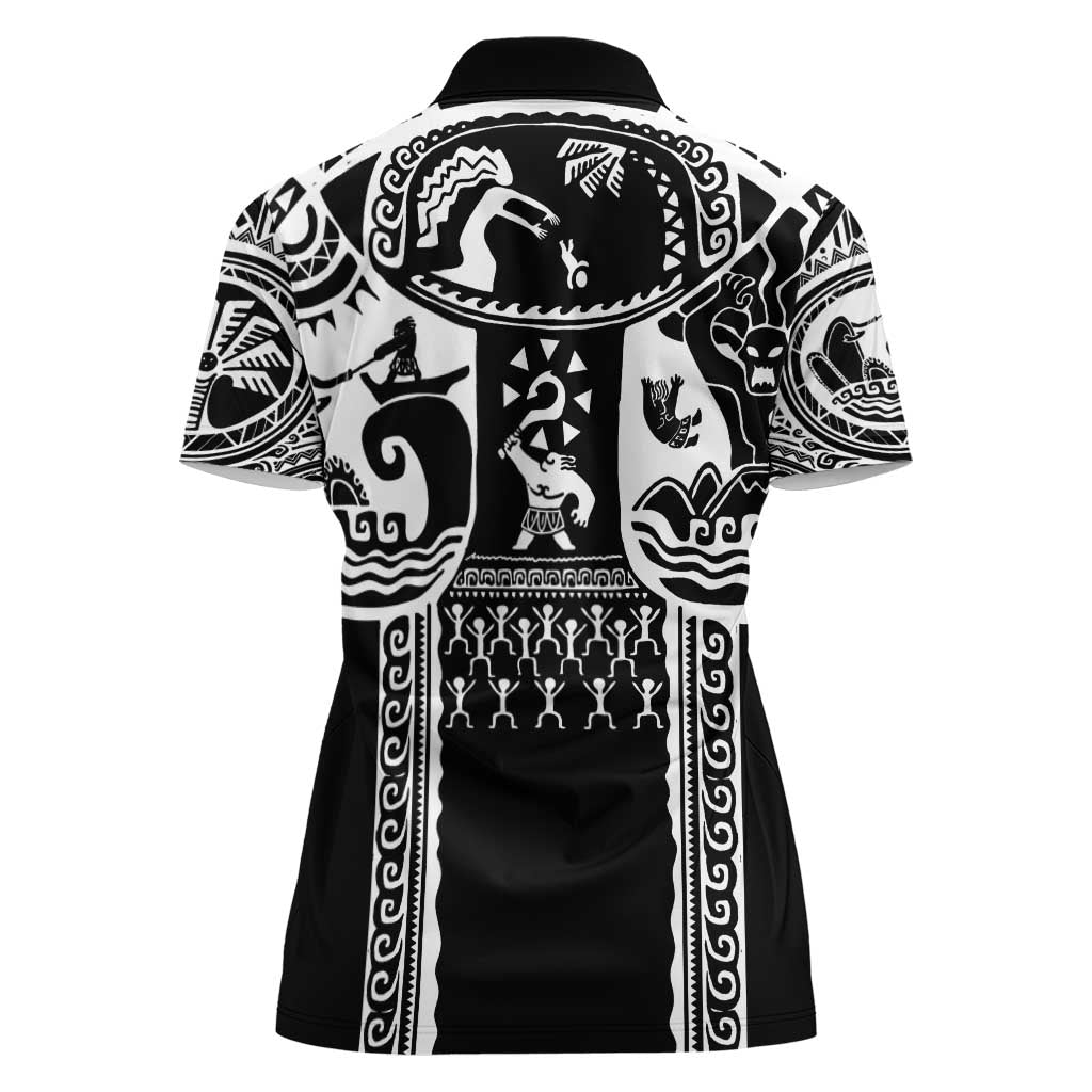 Polynesia Maui Tattoo Inspired Women Polo Shirt Black Version LT05 - Polynesian Pride