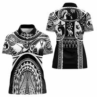 Polynesia Maui Tattoo Inspired Women Polo Shirt Black Version LT05 - Polynesian Pride
