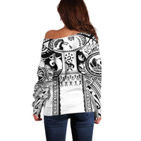 Polynesia Maui Tattoo Inspired Off Shoulder Sweater White Version LT05 - Polynesian Pride