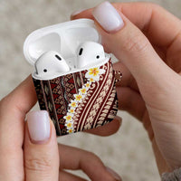 Red Vintage Tonga Ngatu Pattern With Plumeria AirPods Case LT05 - Polynesian Pride