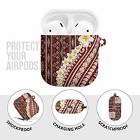 Red Vintage Tonga Ngatu Pattern With Plumeria AirPods Case LT05 - Polynesian Pride