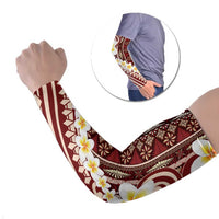 Red Vintage Tonga Ngatu Pattern With Plumeria Arm Sleeves LT05 Set of 2 Red - Polynesian Pride