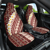 Red Vintage Tonga Ngatu Pattern With Plumeria Car Seat Cover LT05 One Size Red - Polynesian Pride