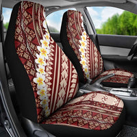 Red Vintage Tonga Ngatu Pattern With Plumeria Car Seat Cover LT05 - Polynesian Pride
