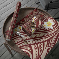 Red Vintage Tonga Ngatu Pattern With Plumeria Wrapping Paper LT05 - Polynesian Pride