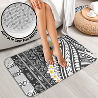 Black Vintage Tonga Ngatu Pattern With Plumeria Bathroom Set LT05 - Polynesian Pride