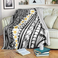 Black Vintage Tonga Ngatu Pattern With Plumeria Blanket LT05 Black - Polynesian Pride