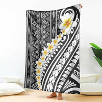 Black Vintage Tonga Ngatu Pattern With Plumeria Blanket LT05 - Polynesian Pride