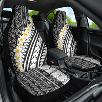 Black Vintage Tonga Ngatu Pattern With Plumeria Car Seat Cover LT05 One Size Black - Polynesian Pride