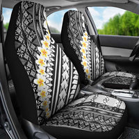 Black Vintage Tonga Ngatu Pattern With Plumeria Car Seat Cover LT05 - Polynesian Pride