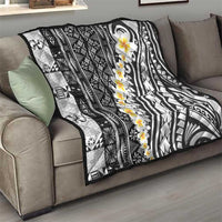 Black Vintage Tonga Ngatu Pattern With Plumeria Quilt LT05 - Polynesian Pride