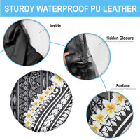 Black Vintage Tonga Ngatu Pattern With Plumeria Spare Tire Cover LT05 - Polynesian Pride