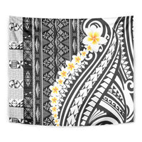 Black Vintage Tonga Ngatu Pattern With Plumeria Tapestry LT05 - Polynesian Pride
