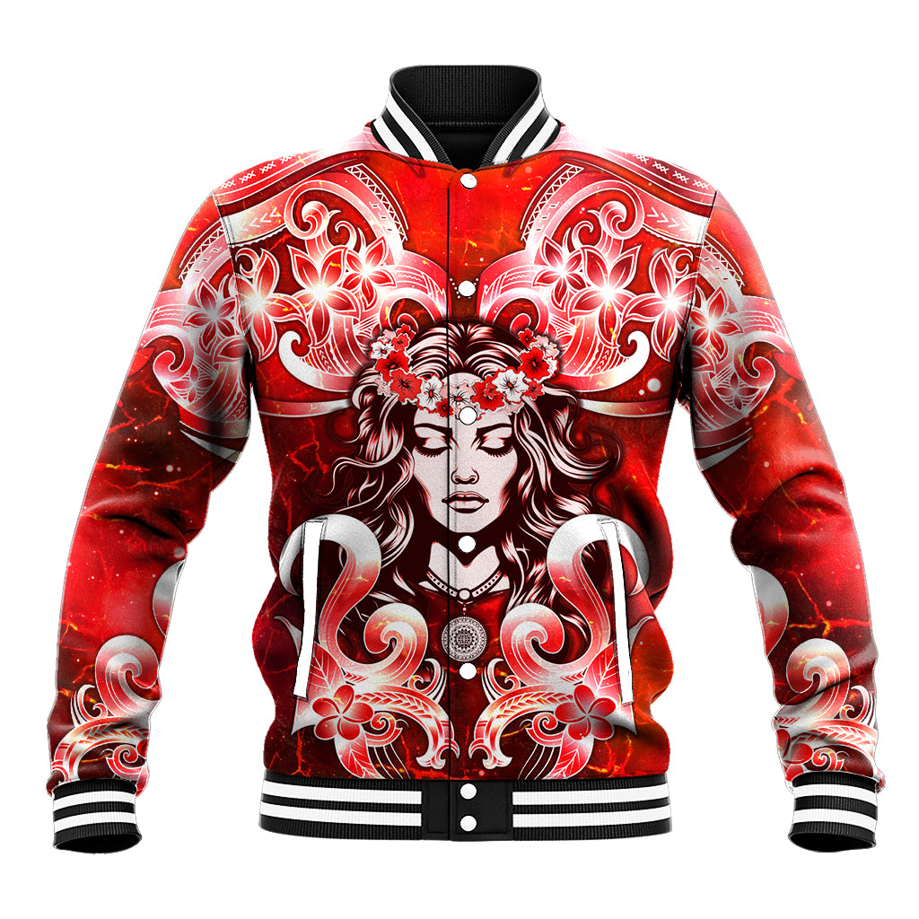 Hawaii Goddess Of Fire Madame Pele Baseball Jacket Polynesian Style LT05 Unisex Red - Polynesian Pride