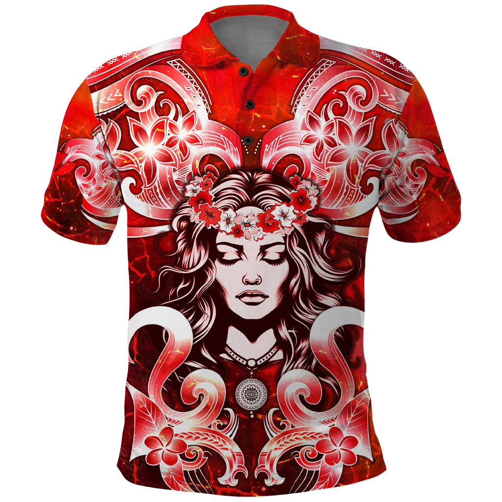 Hawaii Goddess Of Fire Madame Pele Polo Shirt Polynesian Style LT05 Red - Polynesian Pride