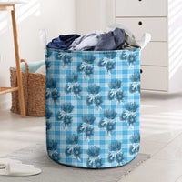 Blue Palaka Hawaii Laundry Basket Hawaiian Lehua Blossoms LT05 Blue - Polynesian Pride
