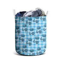 Blue Palaka Hawaii Laundry Basket Hawaiian Lehua Blossoms LT05 - Polynesian Pride