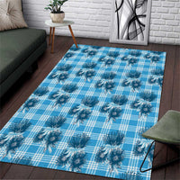 Blue Palaka Hawaii Area Rug Hawaiian Lehua Blossoms LT05 Blue - Polynesian Pride