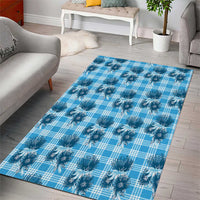 Blue Palaka Hawaii Area Rug Hawaiian Lehua Blossoms LT05 - Polynesian Pride