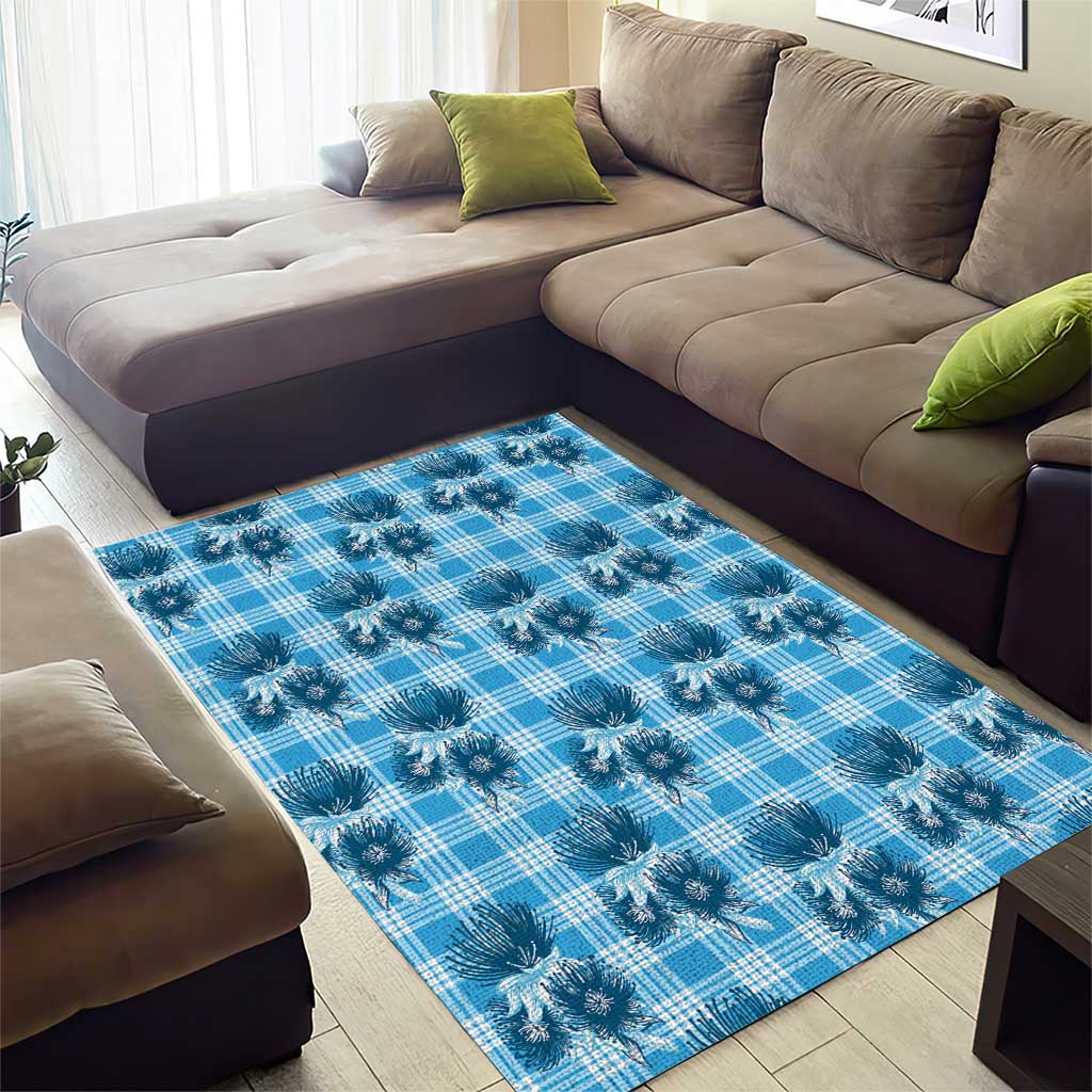 Blue Palaka Hawaii Area Rug Hawaiian Lehua Blossoms LT05 - Polynesian Pride