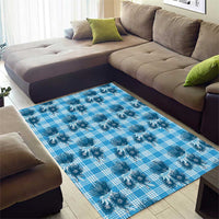 Blue Palaka Hawaii Area Rug Hawaiian Lehua Blossoms LT05 - Polynesian Pride