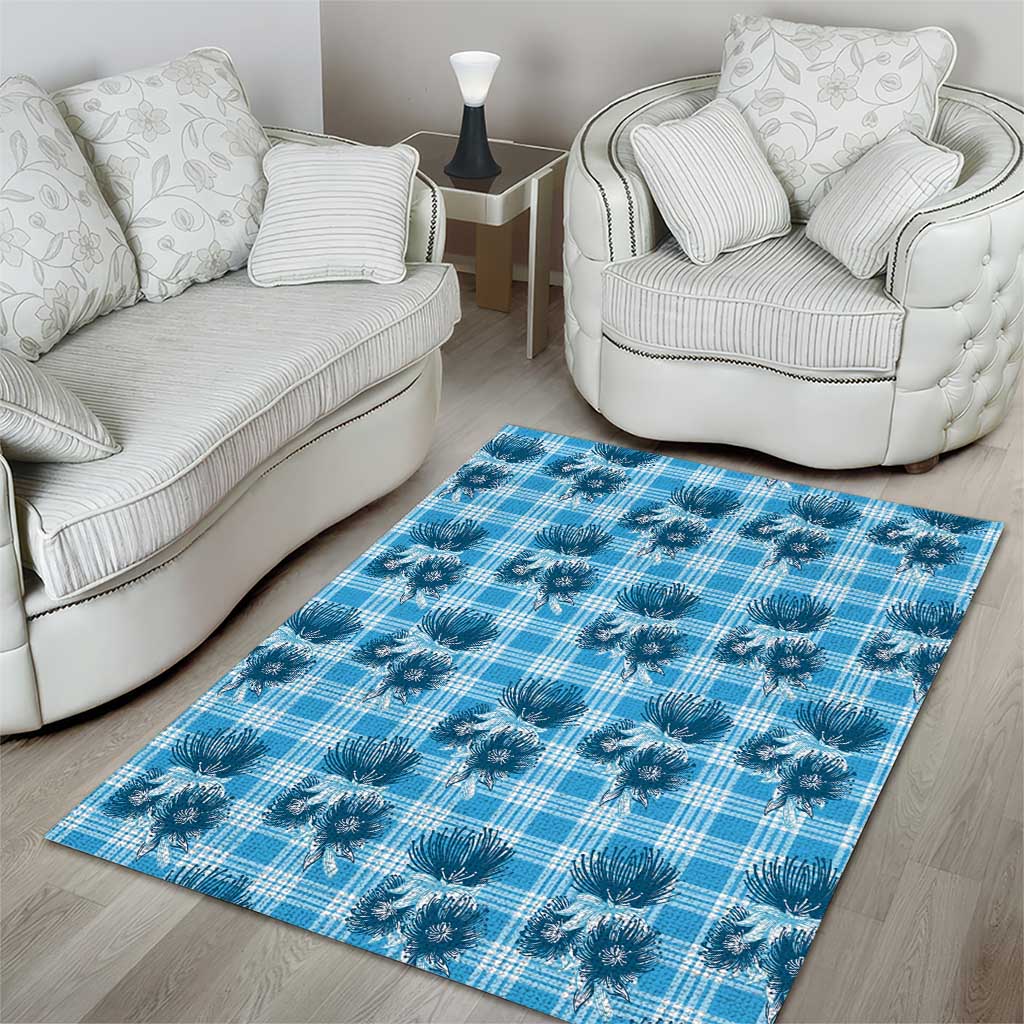 Blue Palaka Hawaii Area Rug Hawaiian Lehua Blossoms LT05 - Polynesian Pride