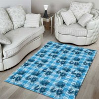 Blue Palaka Hawaii Area Rug Hawaiian Lehua Blossoms LT05 - Polynesian Pride