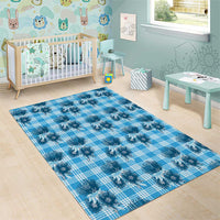 Blue Palaka Hawaii Area Rug Hawaiian Lehua Blossoms LT05 - Polynesian Pride