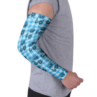 Blue Palaka Hawaii Arm Sleeves Hawaiian Lehua Blossoms LT05 - Polynesian Pride