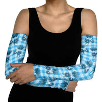 Blue Palaka Hawaii Arm Sleeves Hawaiian Lehua Blossoms LT05 - Polynesian Pride