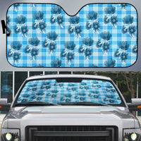 Blue Palaka Hawaii Auto Sun Shade Hawaiian Lehua Blossoms LT05 Blue - Polynesian Pride