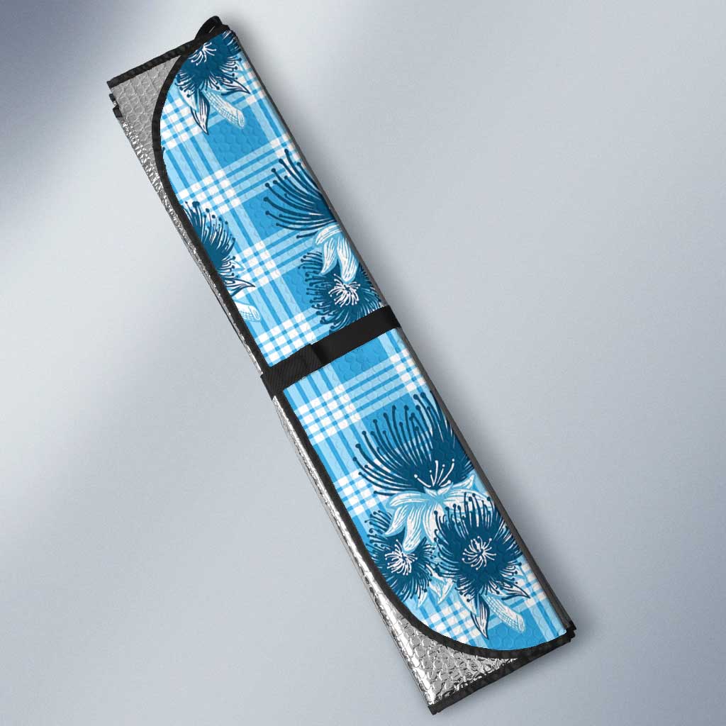 Blue Palaka Hawaii Auto Sun Shade Hawaiian Lehua Blossoms LT05 - Polynesian Pride
