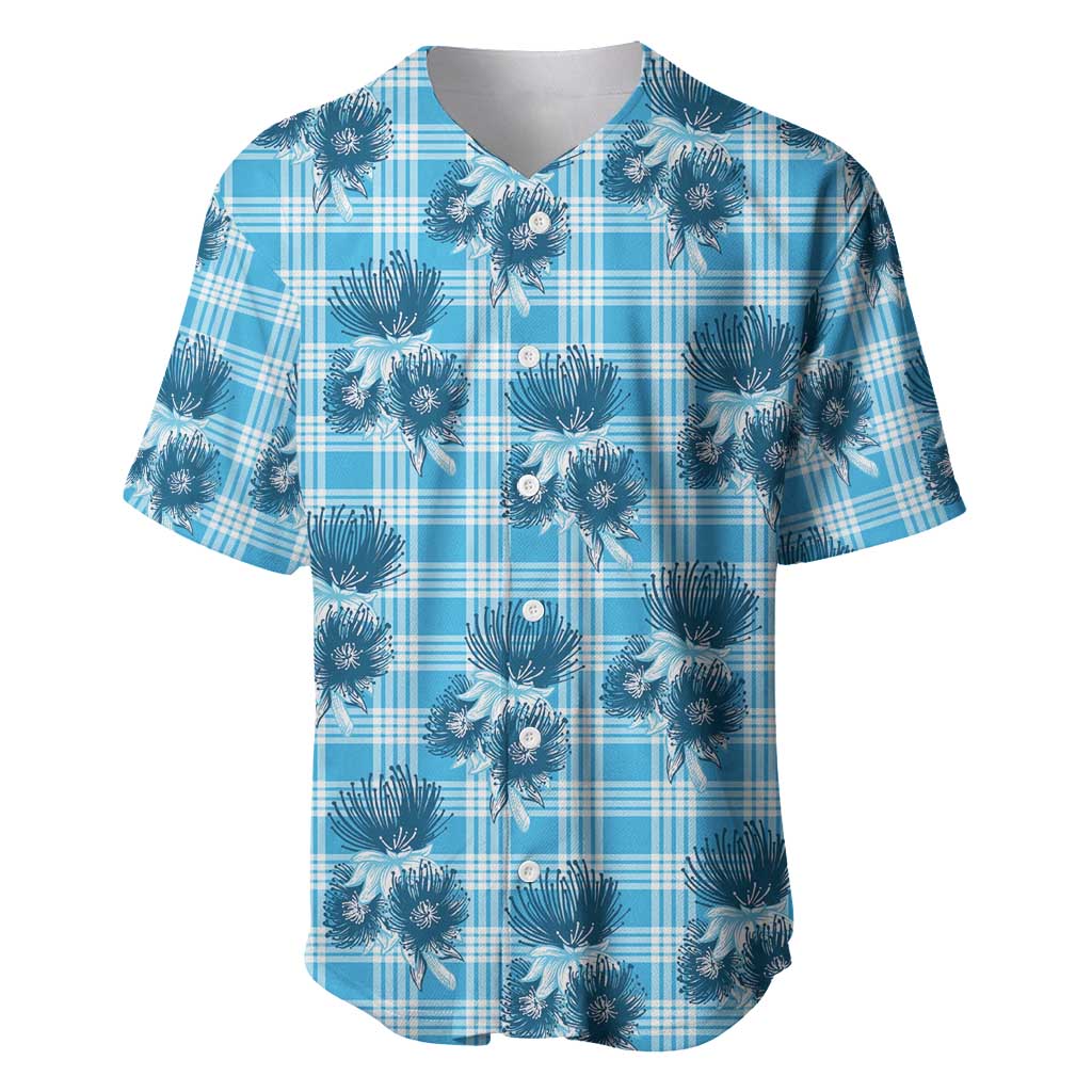 Blue Palaka Hawaii Baseball Jersey Hawaiian Lehua Blossoms LT05 Blue - Polynesian Pride