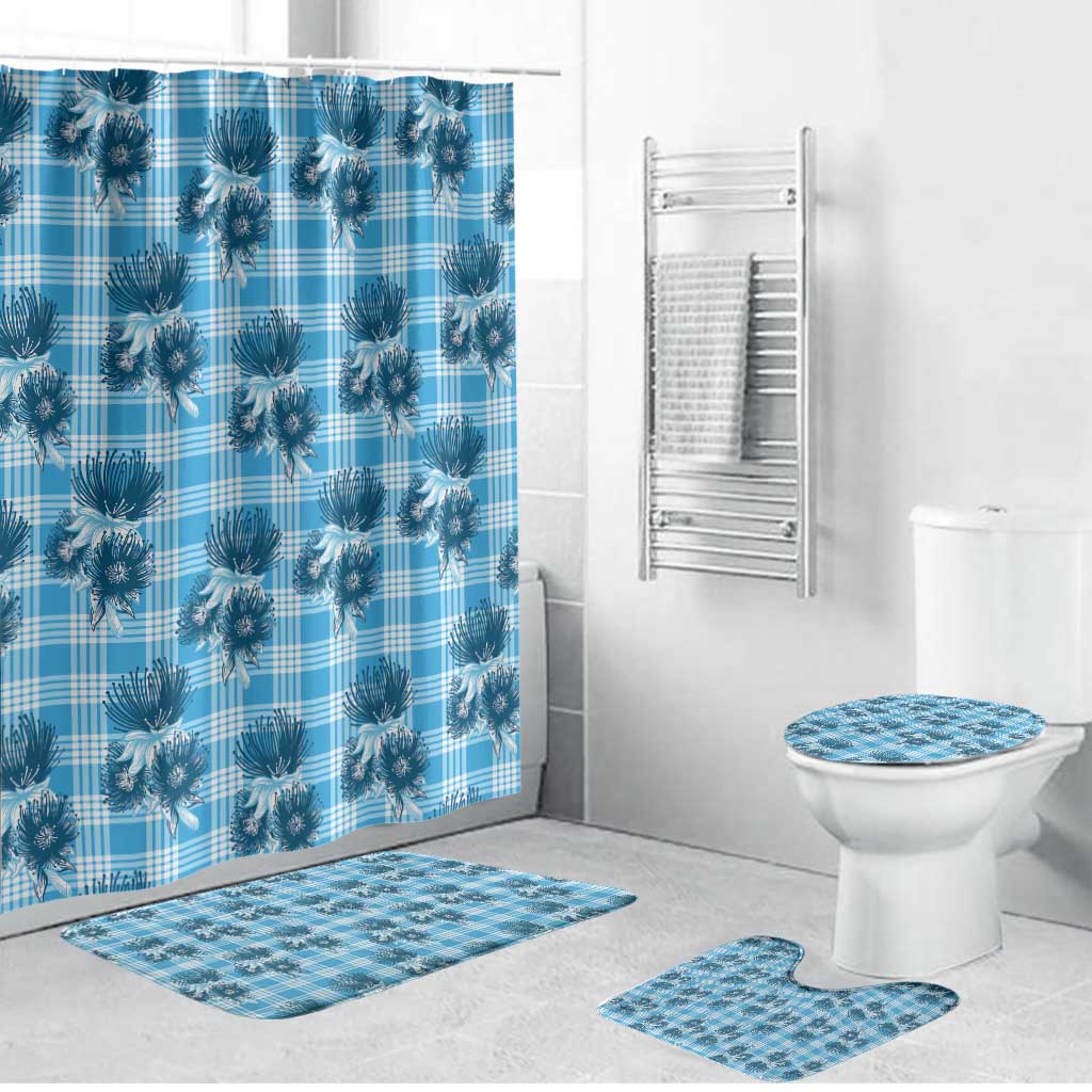 Blue Palaka Hawaii Bathroom Set Hawaiian Lehua Blossoms LT05 Bathroom Set (4 pcs) Blue - Polynesian Pride