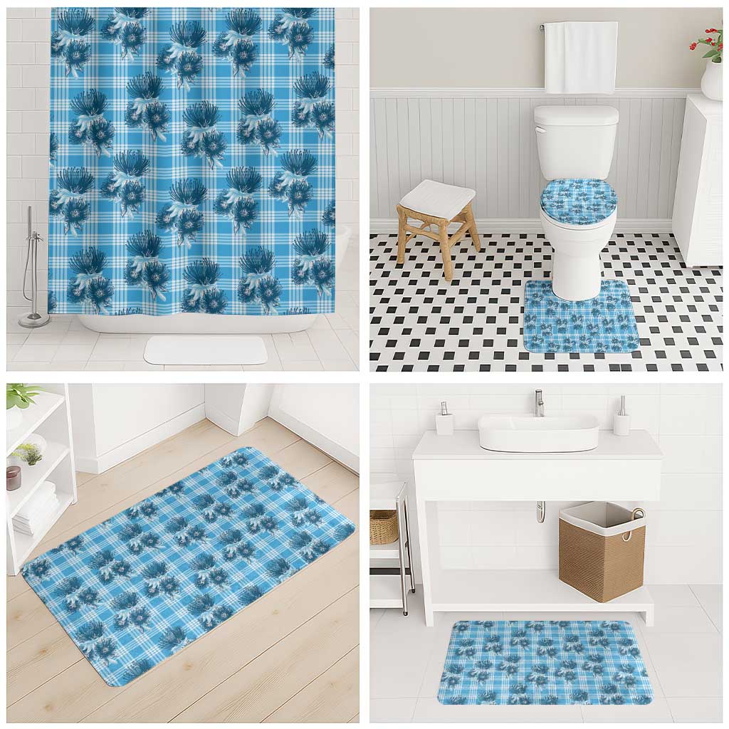Blue Palaka Hawaii Bathroom Set Hawaiian Lehua Blossoms LT05 - Polynesian Pride