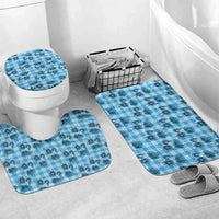 Blue Palaka Hawaii Bathroom Set Hawaiian Lehua Blossoms LT05 Mat Set Only (3 pcs) One Size Blue - Polynesian Pride