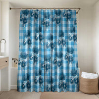 Blue Palaka Hawaii Bathroom Set Hawaiian Lehua Blossoms LT05 Shower Curtain Only Blue - Polynesian Pride