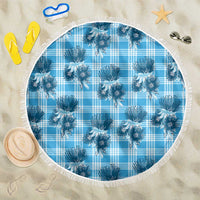 Blue Palaka Hawaii Beach Blanket Hawaiian Lehua Blossoms LT05 One Size 150cm Blue - Polynesian Pride