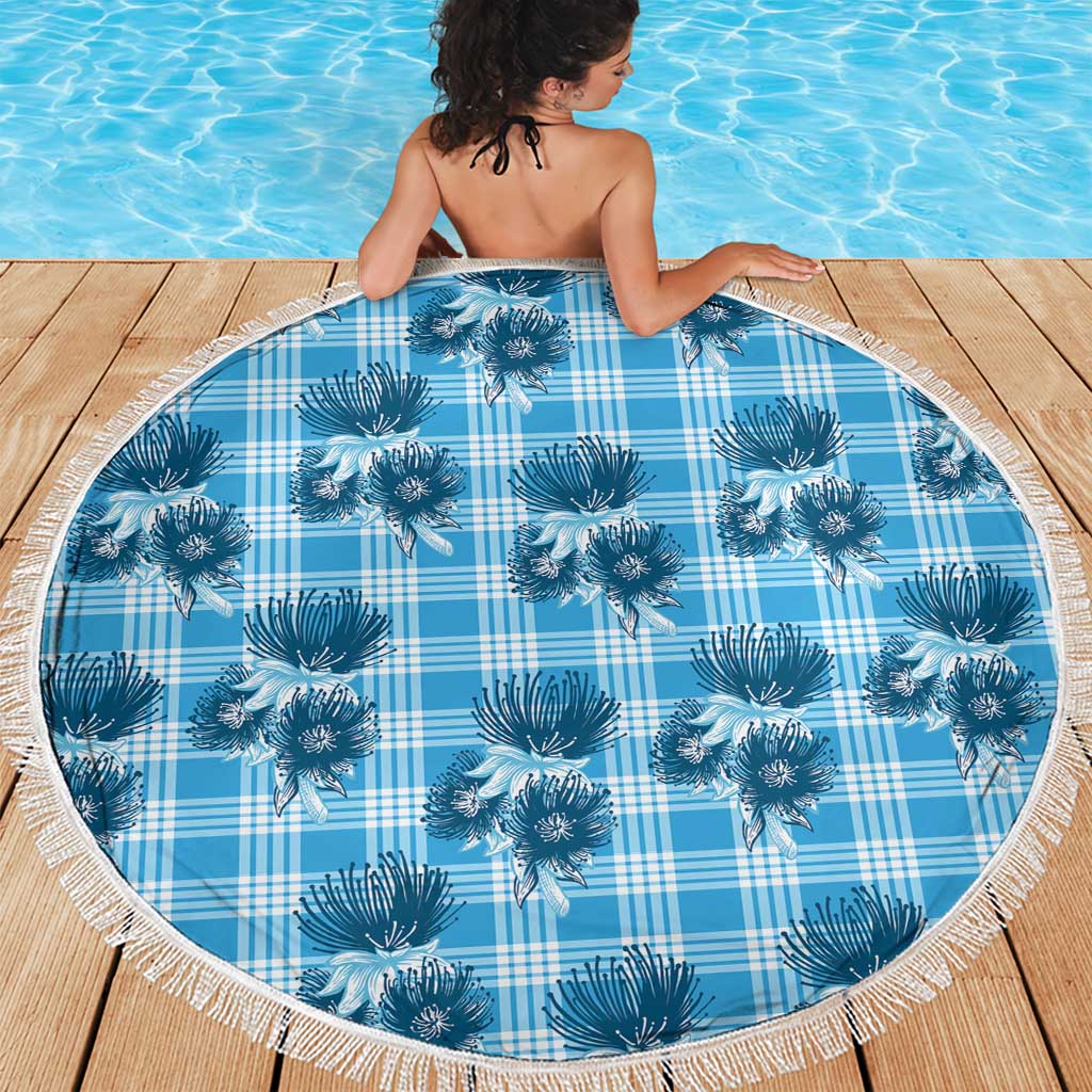 Blue Palaka Hawaii Beach Blanket Hawaiian Lehua Blossoms LT05 - Polynesian Pride