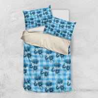 Blue Palaka Hawaii Bedding Set Hawaiian Lehua Blossoms LT05 US Twin 172cm x 218cm Blue - Polynesian Pride