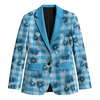 Blue Palaka Hawaii Blazer Hawaiian Lehua Blossoms LT05 Unisex Blue - Polynesian Pride