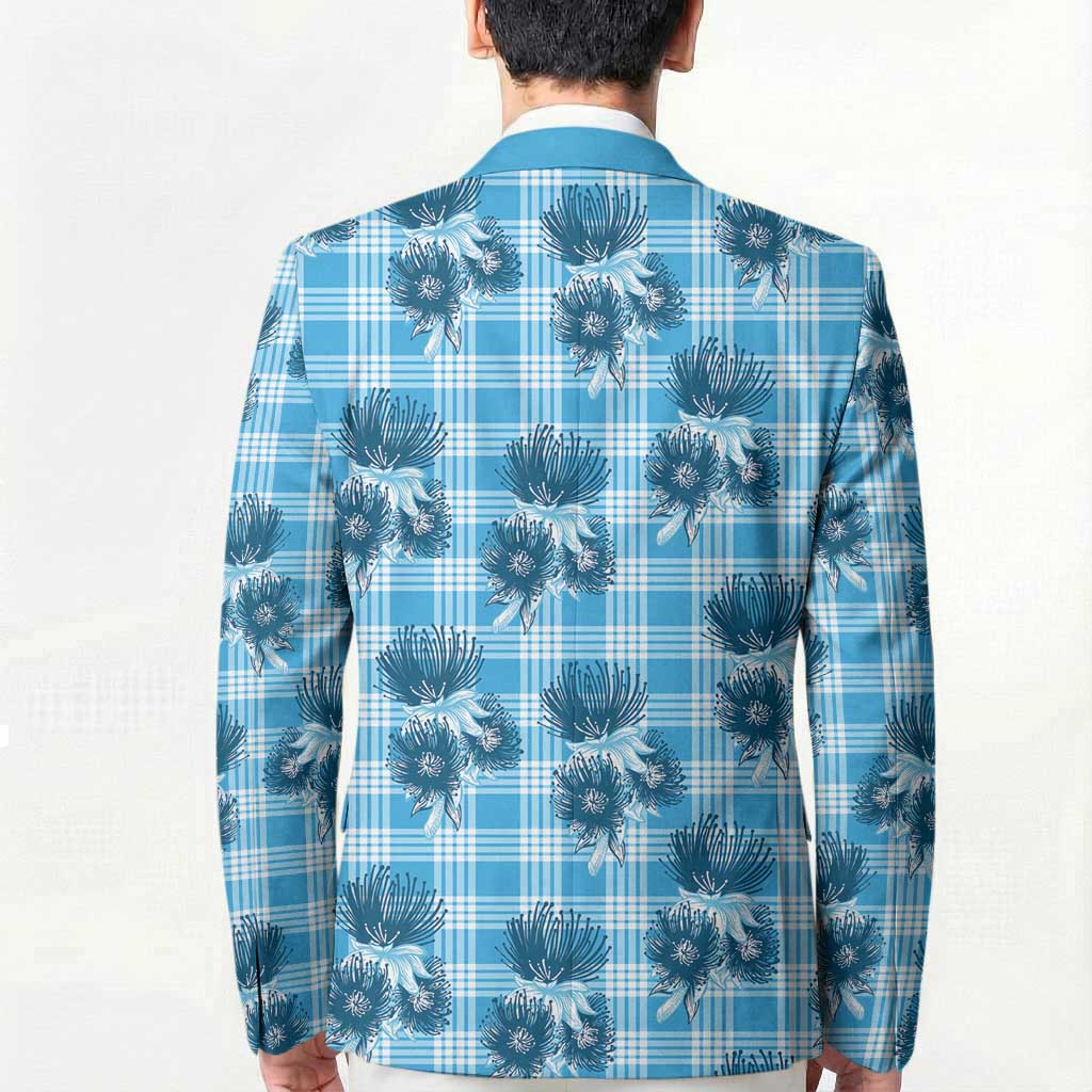 Blue Palaka Hawaii Blazer Hawaiian Lehua Blossoms LT05 - Polynesian Pride