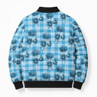 Blue Palaka Hawaii Bomber Puffer Jacket Hawaiian Lehua Blossoms LT05 - Polynesian Pride