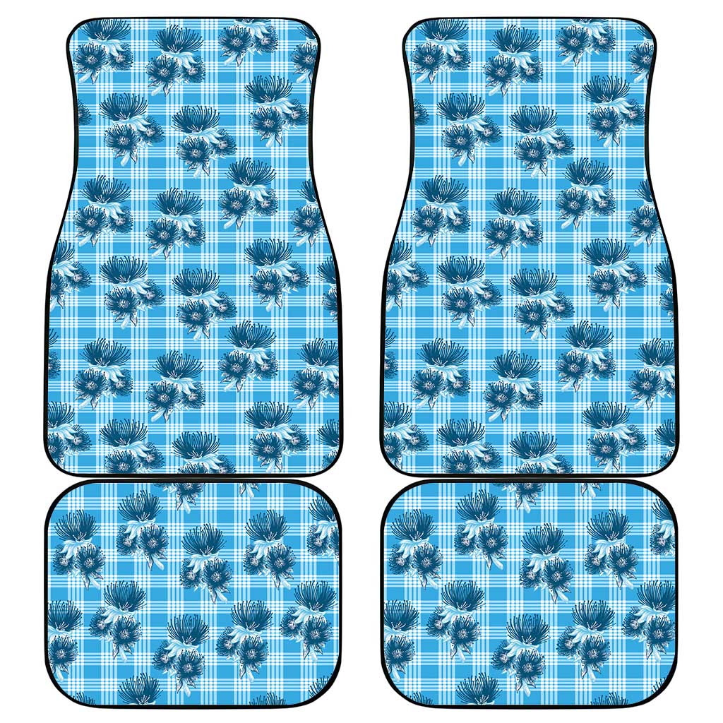Blue Palaka Hawaii Car Mats Hawaiian Lehua Blossoms LT05 - Polynesian Pride