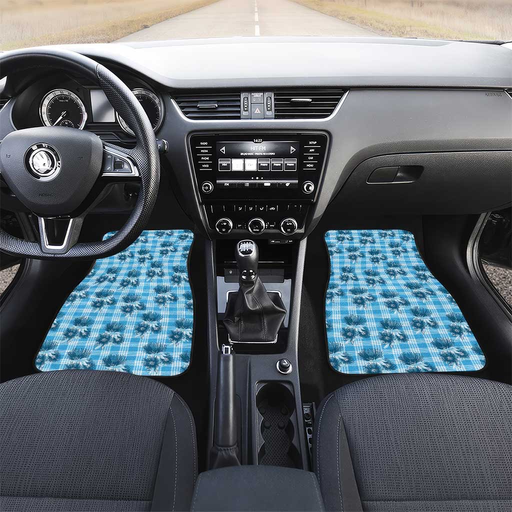 Blue Palaka Hawaii Car Mats Hawaiian Lehua Blossoms LT05 Set 2pcs - Front Blue - Polynesian Pride