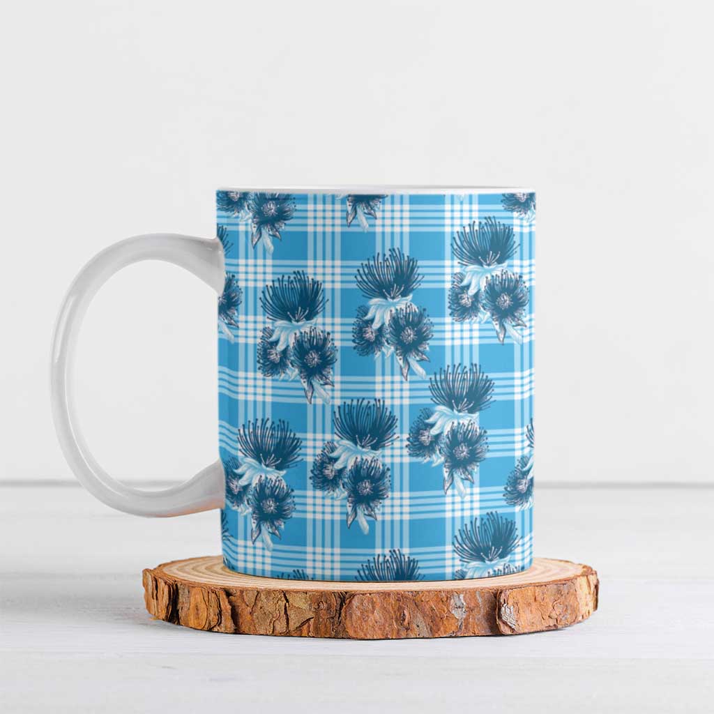Blue Palaka Hawaii Ceramic Mug Hawaiian Lehua Blossoms LT05 Blue - Polynesian Pride